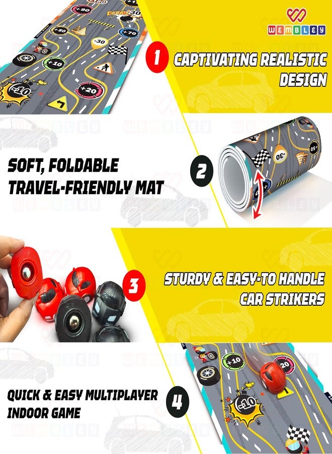 ويمبلي لعبة سباق سيارات ويمبلي للأطفال والكبار والعائلة | بساط لعب لتسجيل النقاط بلمسة إصبع، 6 سيارات | ألعاب كيرلنغ رائعة للأولاد من 7 إلى 14 سنة، لعبة مسلية داخلية للأولاد والبنات من عمر 4 سنوات فما فوق - Image 3